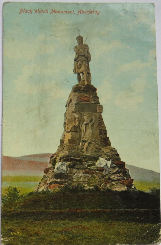 Old Postcard of Black Watch Monument, Aberfeldy 1919