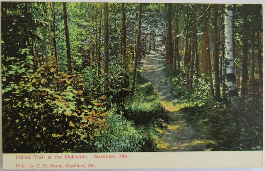 Old Postcard of Indian Trail A The Oaklands Gardiner Me. - Ref : 1041