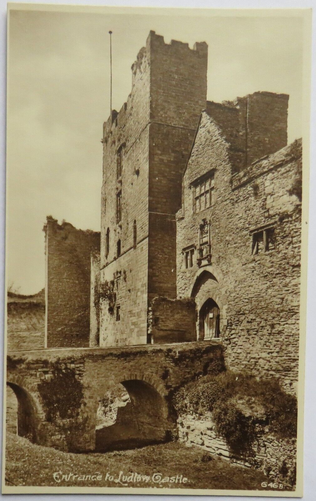 Old Postcard of Entrance to Ludlow Castle