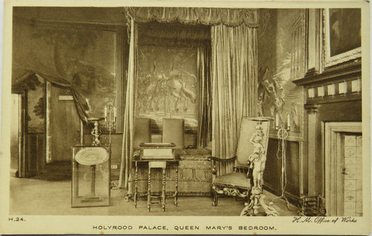 Old Postcard of Holyrood Palace, Queen Mary's Bedroom, H. M. Office of Works