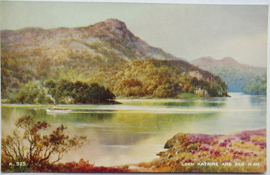 Old Postcard of Loch Katrin and Ben A'an