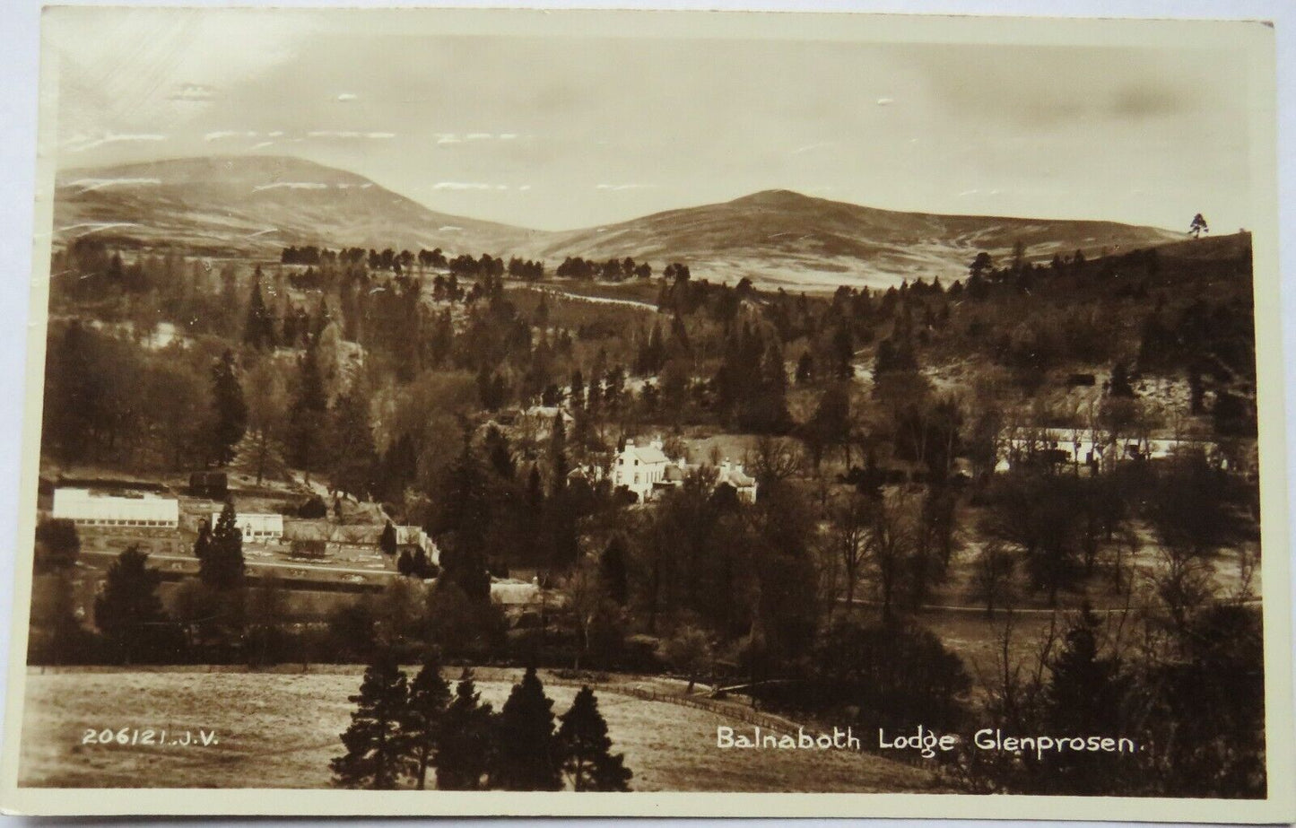 Old Postcard of Balnaboth Lodge, Glenprosen