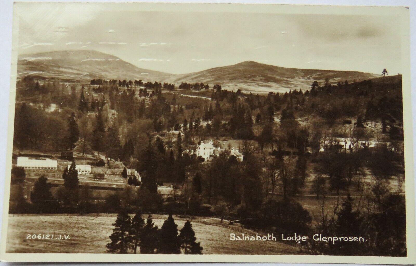 Old Postcard of Balnaboth Lodge, Glenprosen