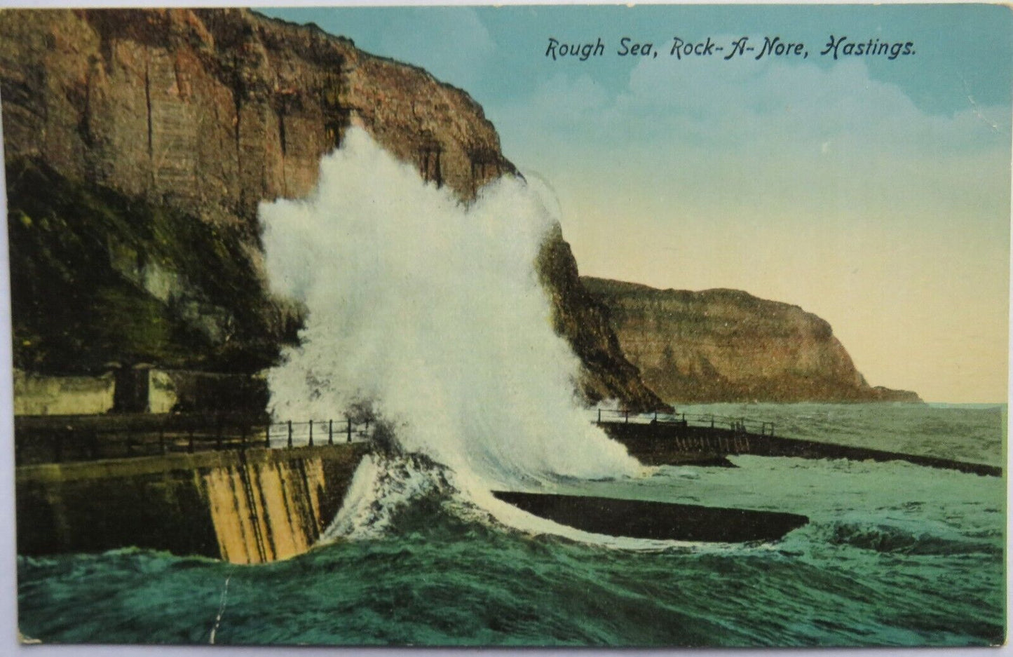 Old Postcard of Rough Sea, Rock-A-Nore, Hastings
