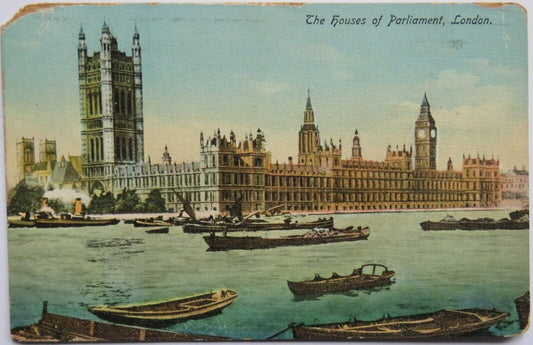 Old Postcard of The Houses of Parliament, London 1919 - Ref : 1033