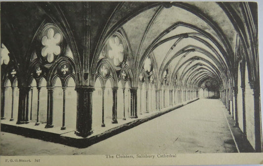 Old Postcard of The Cloisters Salisbury Cathedral - Ref : 1042