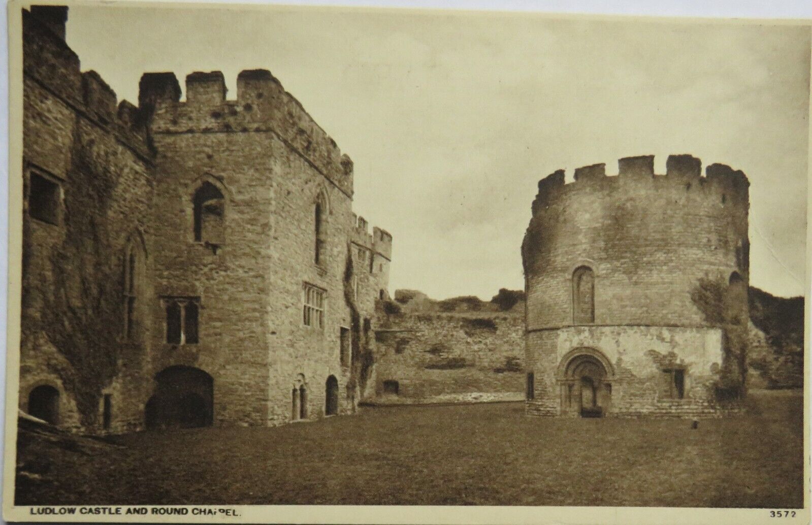 Old Postcard of Ludlow Castle and Round Chapel