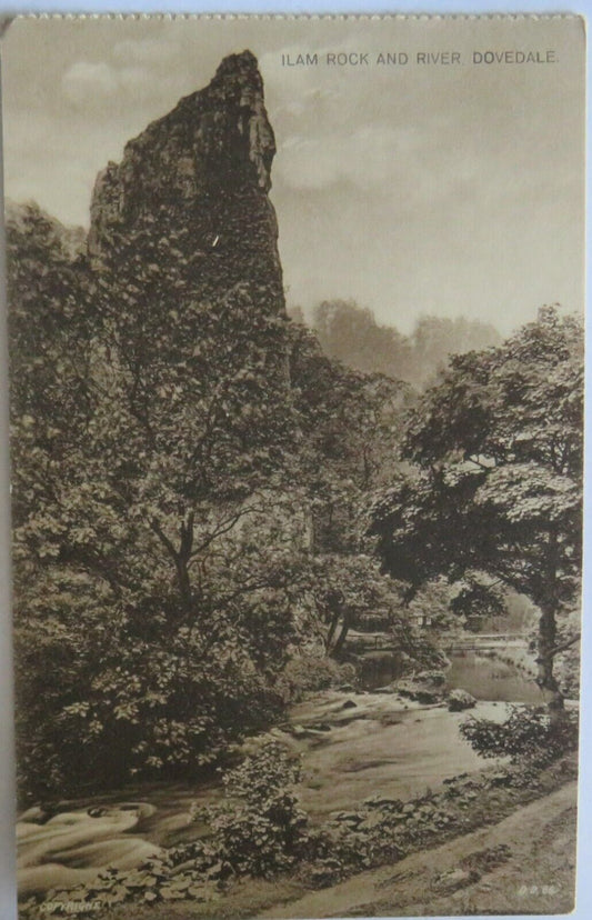 Old Postcard Ilam Rock and River Dovedale - Ref : 1026