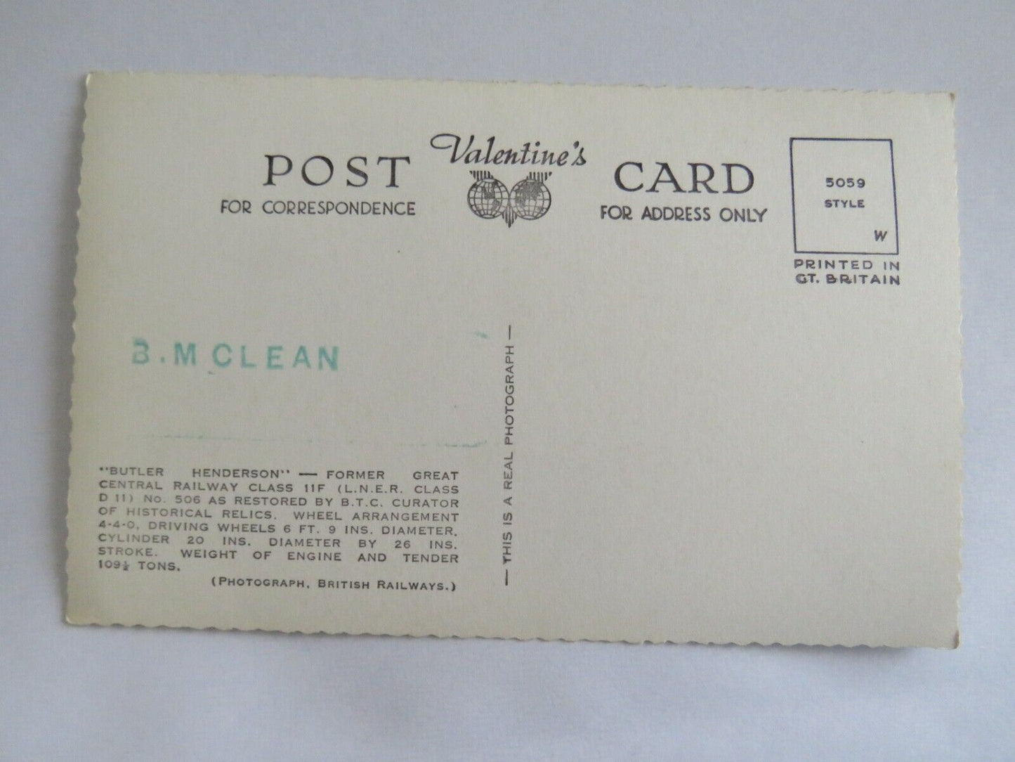 Old Postcard Of Butler Henderson Former Great Central Railway Class - Ref : 1022
