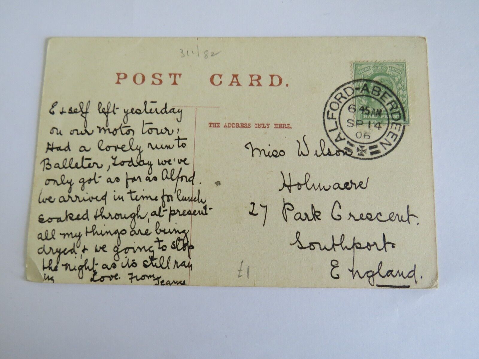 Antique Postcard of Bridge of Keig, Alford 1906 - Ref : 1019