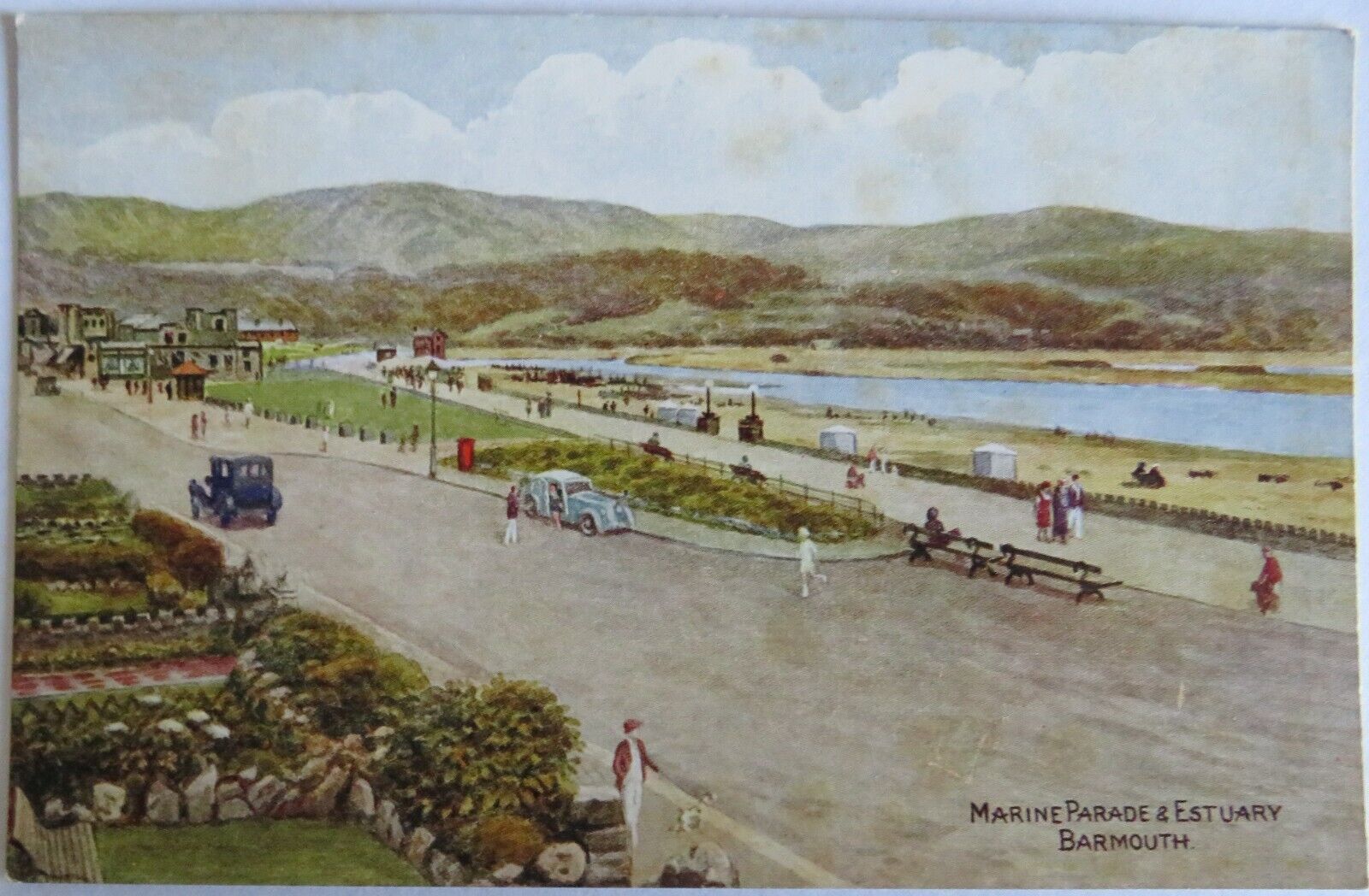 Old Postcard of Marine Parade & Estuary Barmouth  - Ref : 1027