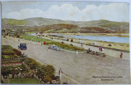 Old Postcard of Marine Parade & Estuary Barmouth  - Ref : 1027