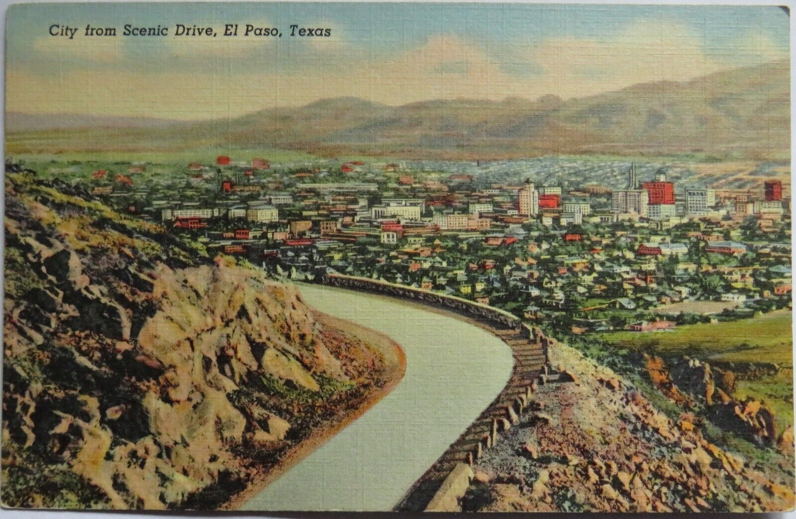 Postcard of City From Scenic Drive, El Paso, Texas -  Ref : 1013