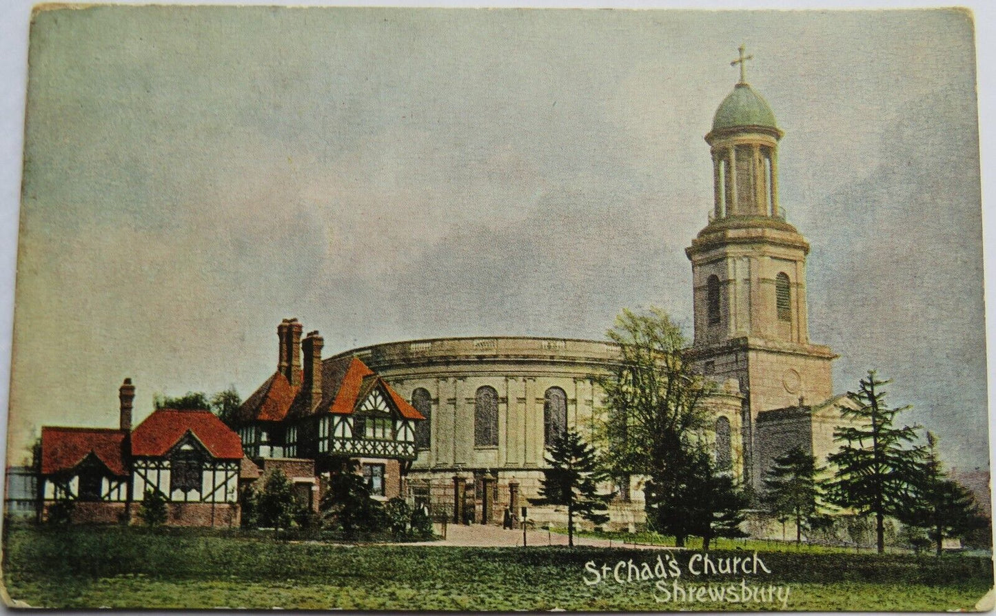 Old Postcard of St. Chad's Church, Shrewsbury, 1945