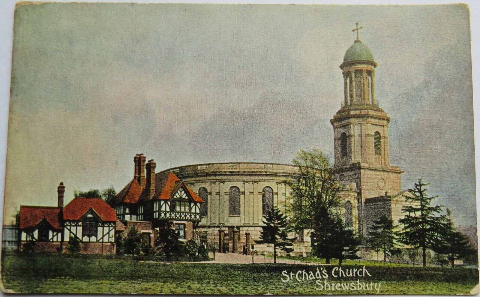 Old Postcard of St. Chad's Church, Shrewsbury, 1945