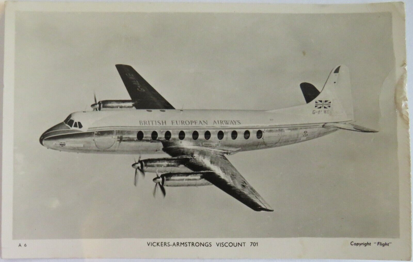 Old Postcard Of Vickers-Armstrongs Viscount 701 - Ref : 1014.