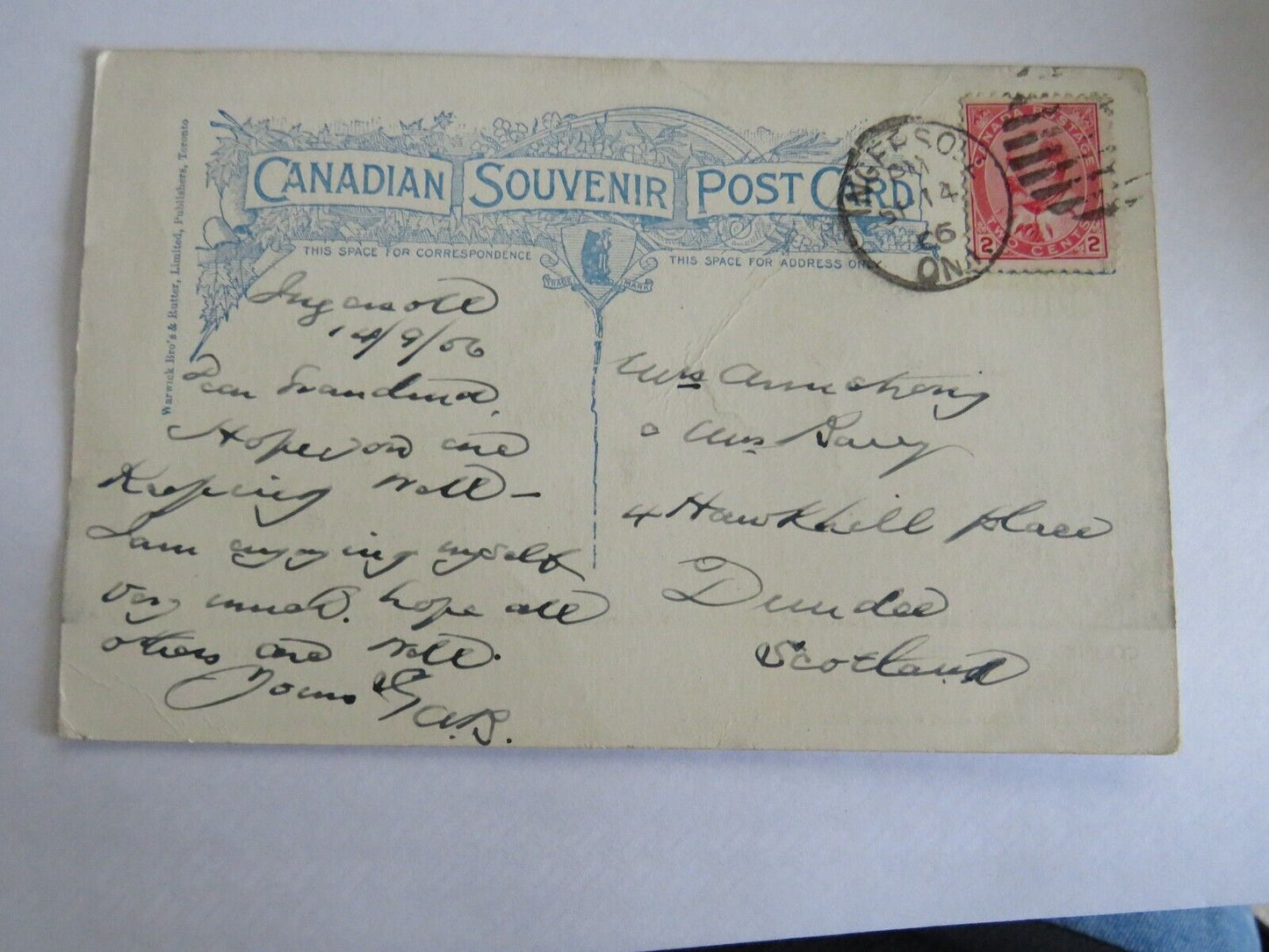Old Postcard of County Buildings Woodstock Ontario 1906 - Ref : 1041