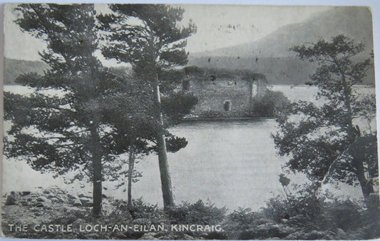 Old Postcard of The Castle , Loch-An-Eilan, Kincraig -  Ref : 1023