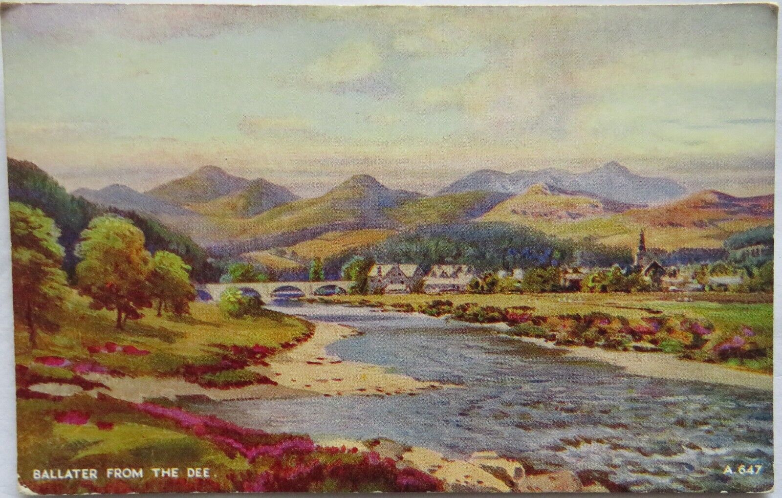 Old Postcard of Ballater From The Dee  - Ref : 1006
