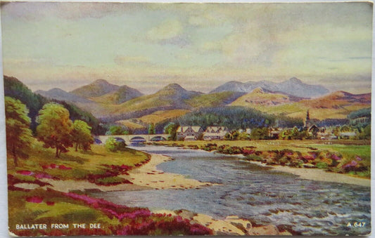 Old Postcard of Ballater From The Dee  - Ref : 1006