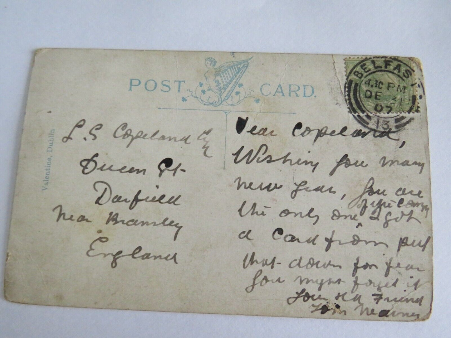 Old Postcard of City Hall,  Belfast 1907  - Ref : 1016