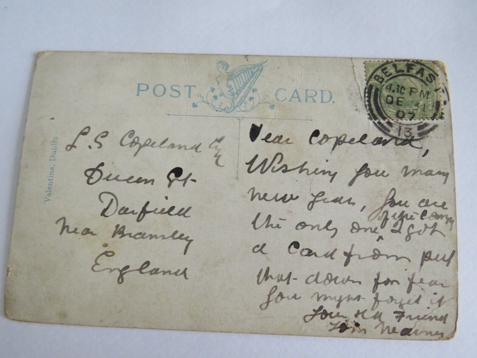 Old Postcard of City Hall,  Belfast 1907  - Ref : 1016