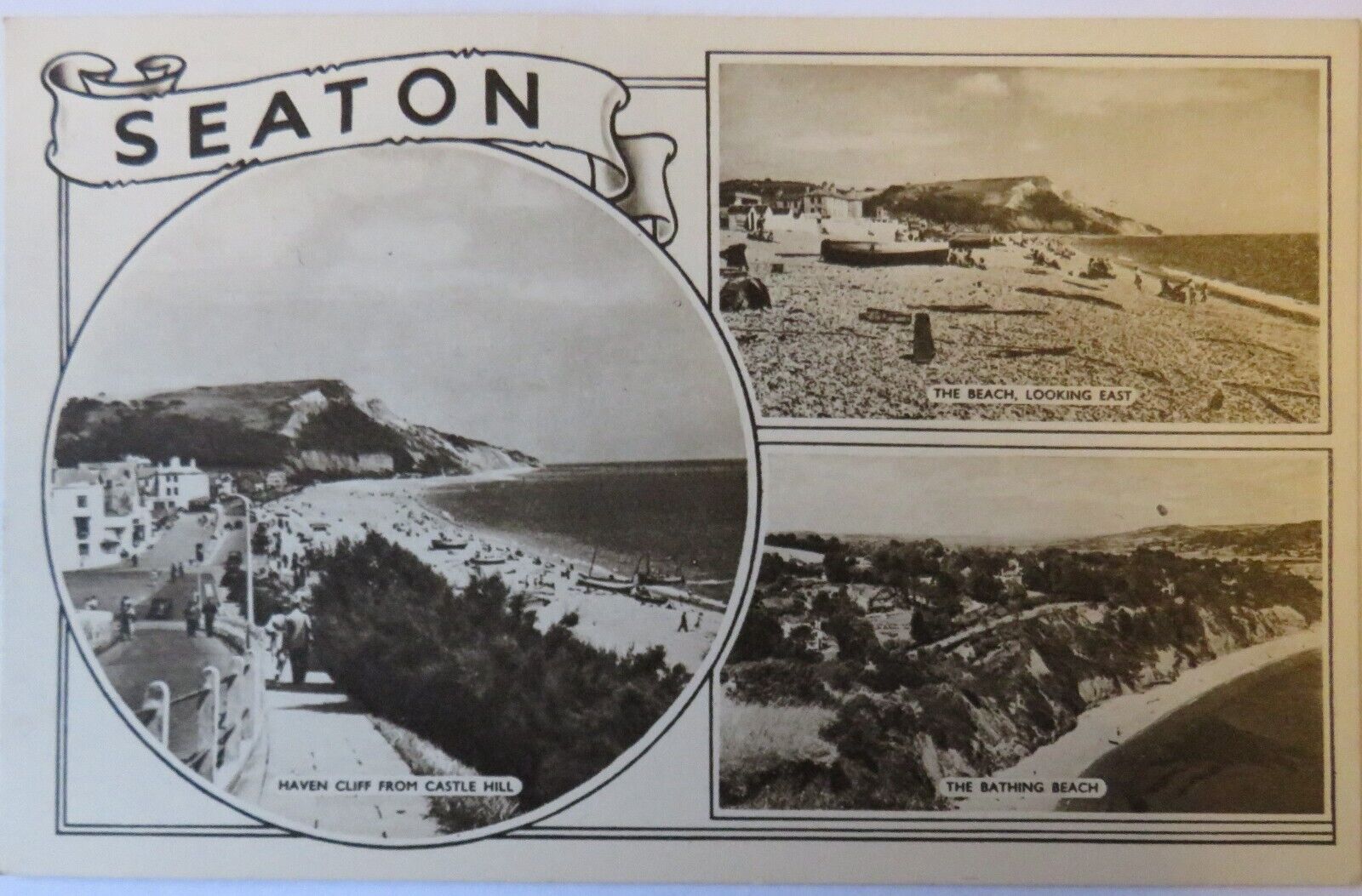 Old Multiview Postcard of Beach Seaton, Devon