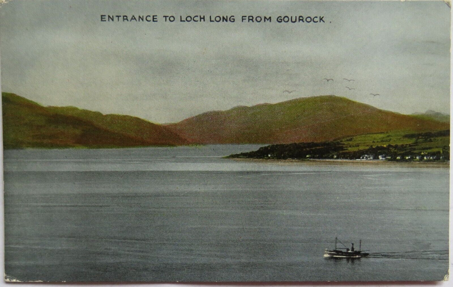 Old Postcard of Entrance To Loch Long From Gourock 1938  - Ref : 1004