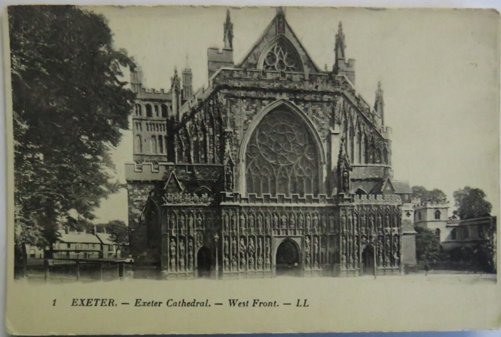 Old Postcard of Exeter, Exeter Cathedral West Front - Ref : 1036