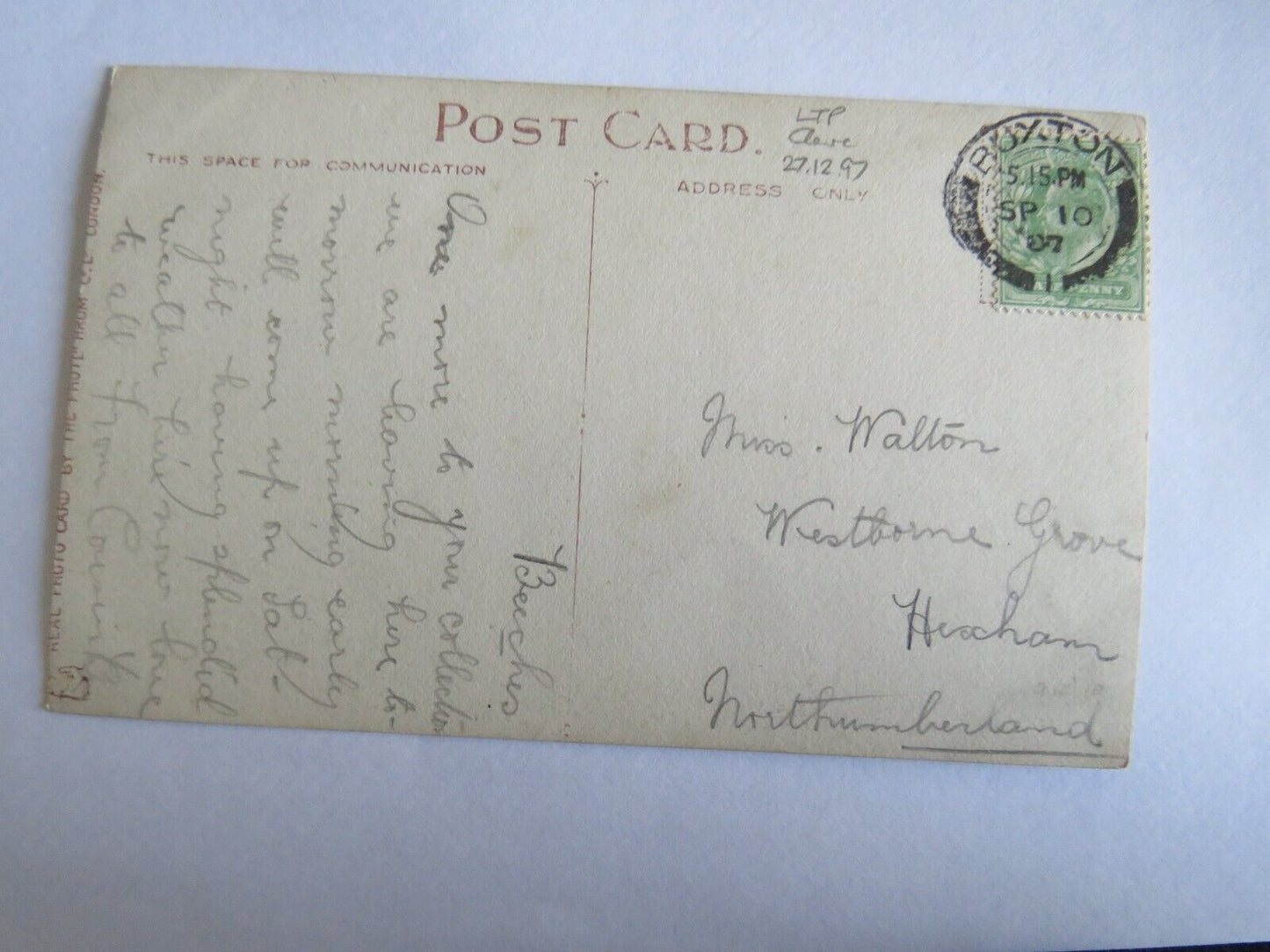 Old Postcard of Buxton At Lovers Leap 1907  - Ref : 1025