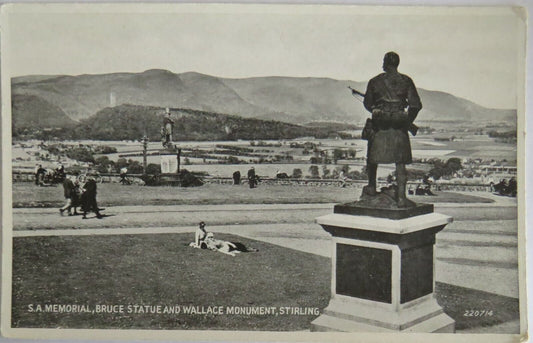 Old Postcard of S.A. Memorial Bruce Statue & Wallace Monument Stirling Ref :1042
