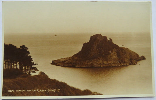 Old Postcard of Torquay Thatcher Rock 1965