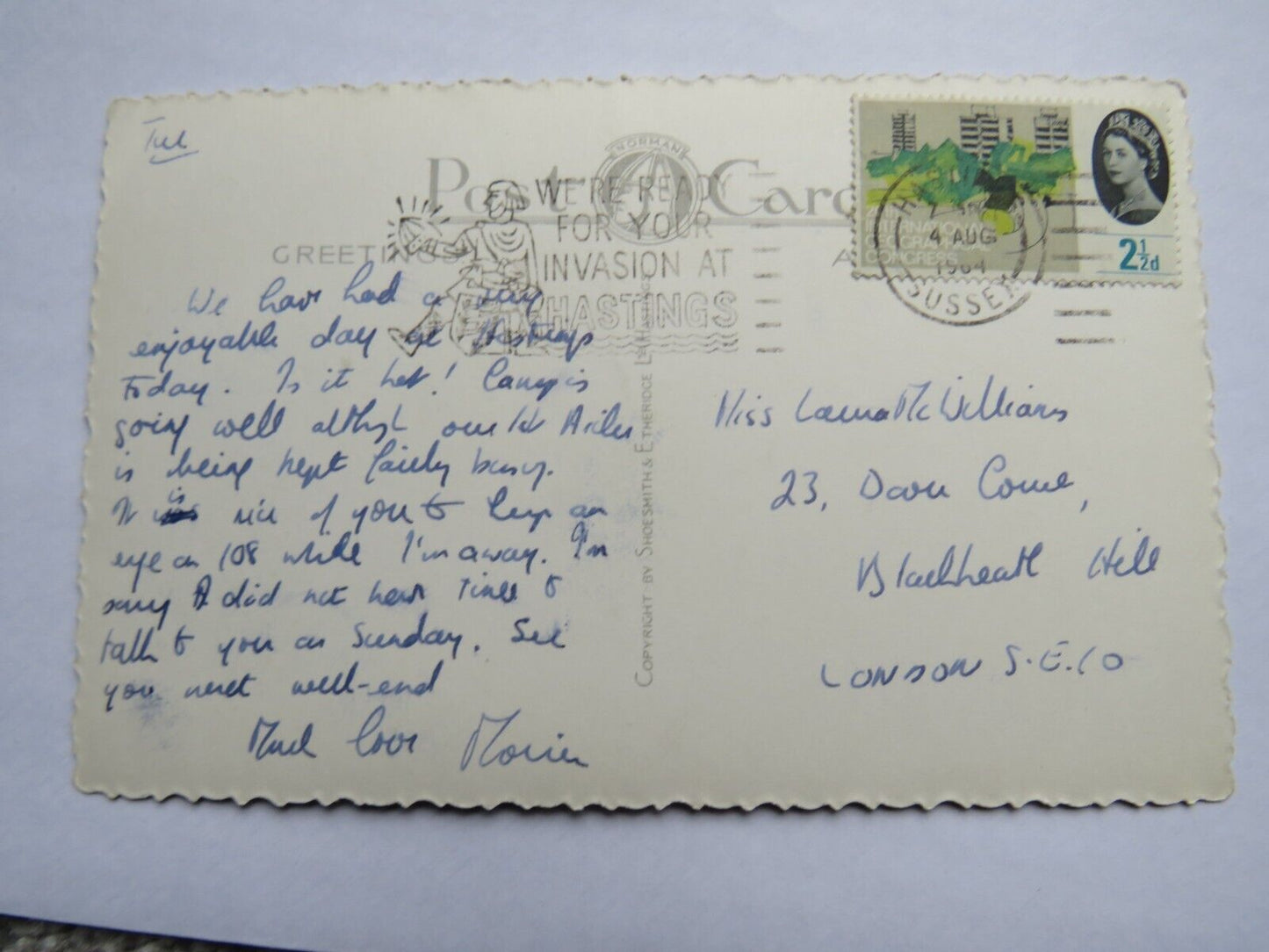 Old Multiview Postcard of Sussex Castles, 1964