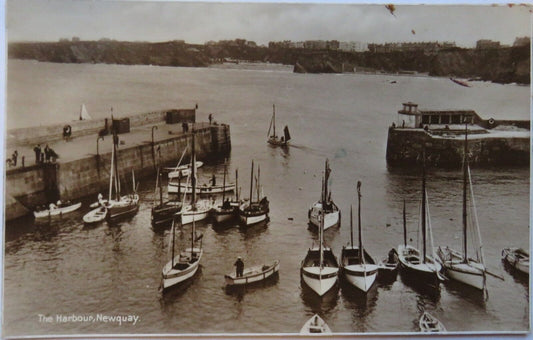 Old Postcard of The Harbour Newquay 1936