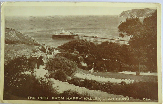 Old Postcard of The Pier From Happy Valley, Llandudno 1952 - Ref : 1025