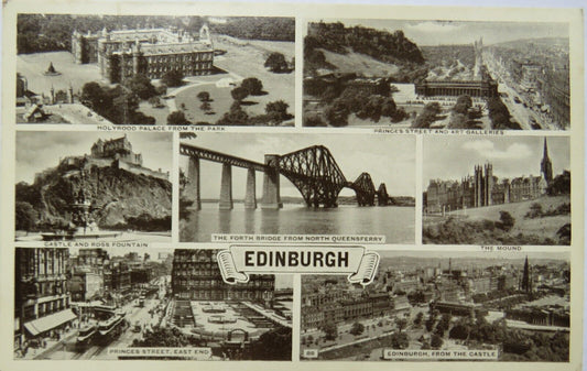 Old Multiview Postcard Of Edinburgh 1954