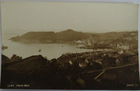 Old Antique Postcard Of Oban Bay - Ref : 1040