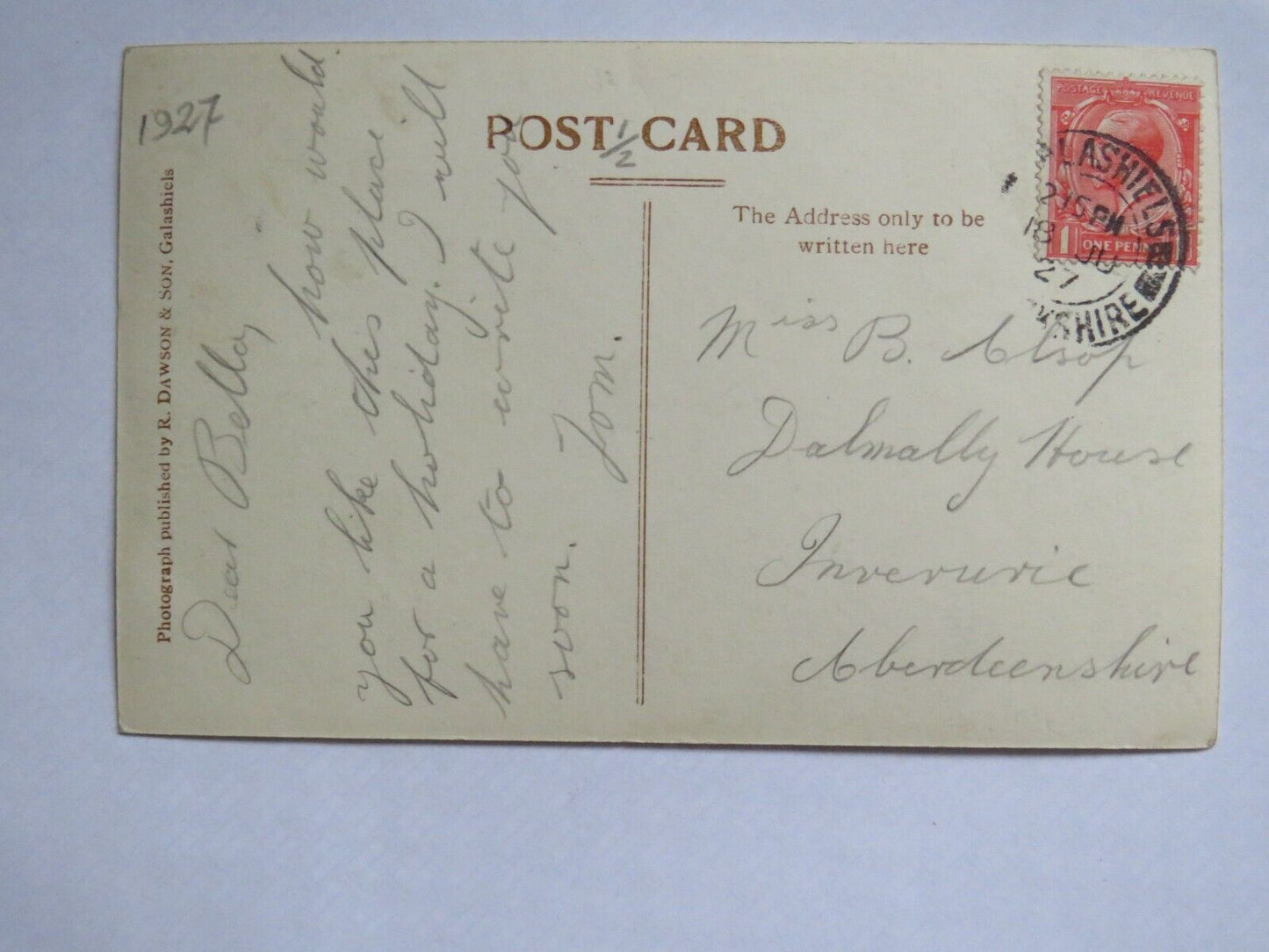 Old Postcard of Abbotsford and the Tweed 1927  - Ref : 1010