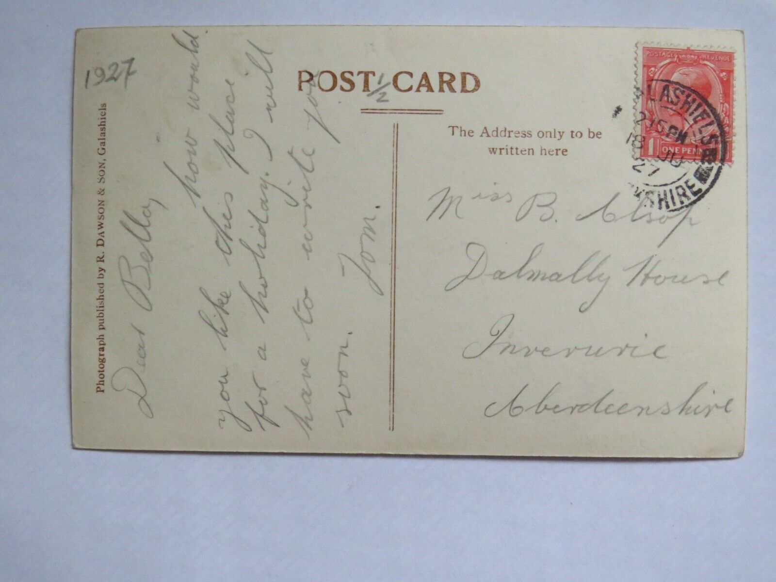 Old Postcard of Abbotsford and the Tweed 1927  - Ref : 1010