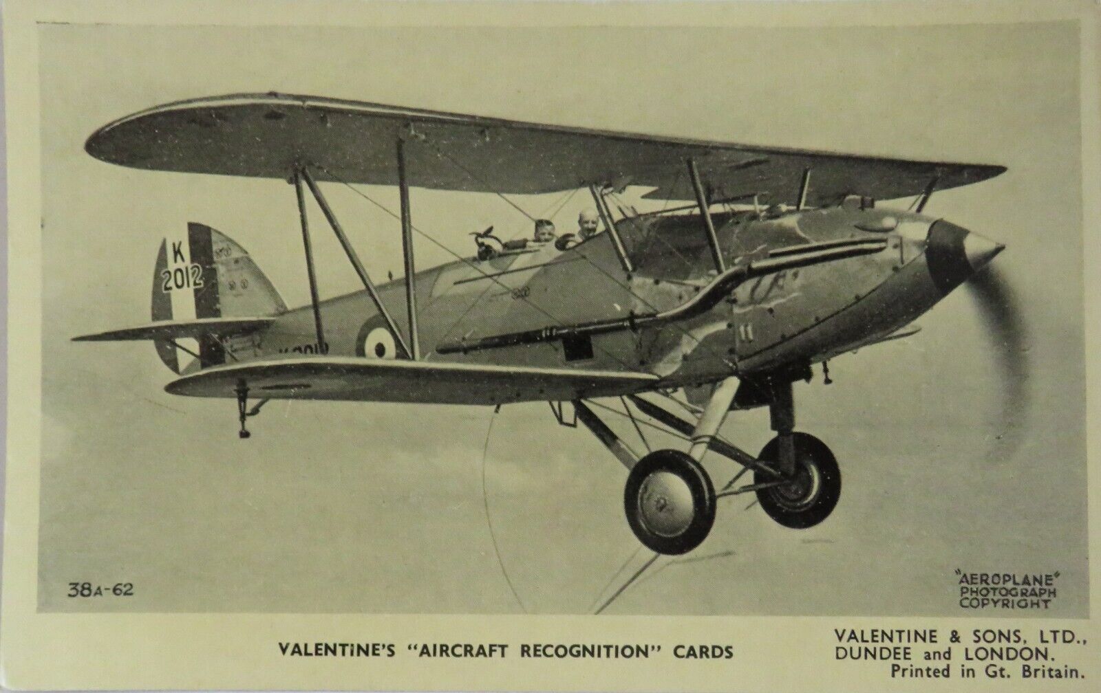 Old Postcard Of  Valentine's "Aircraft" Recognition Cards 38A-62 - Ref : 1015