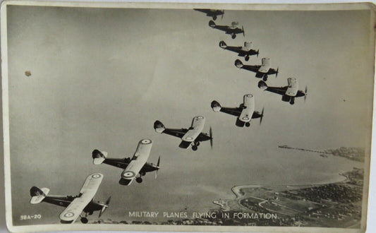 Old Postcard of Military Planes Flying In Formation - Ref  : 1019