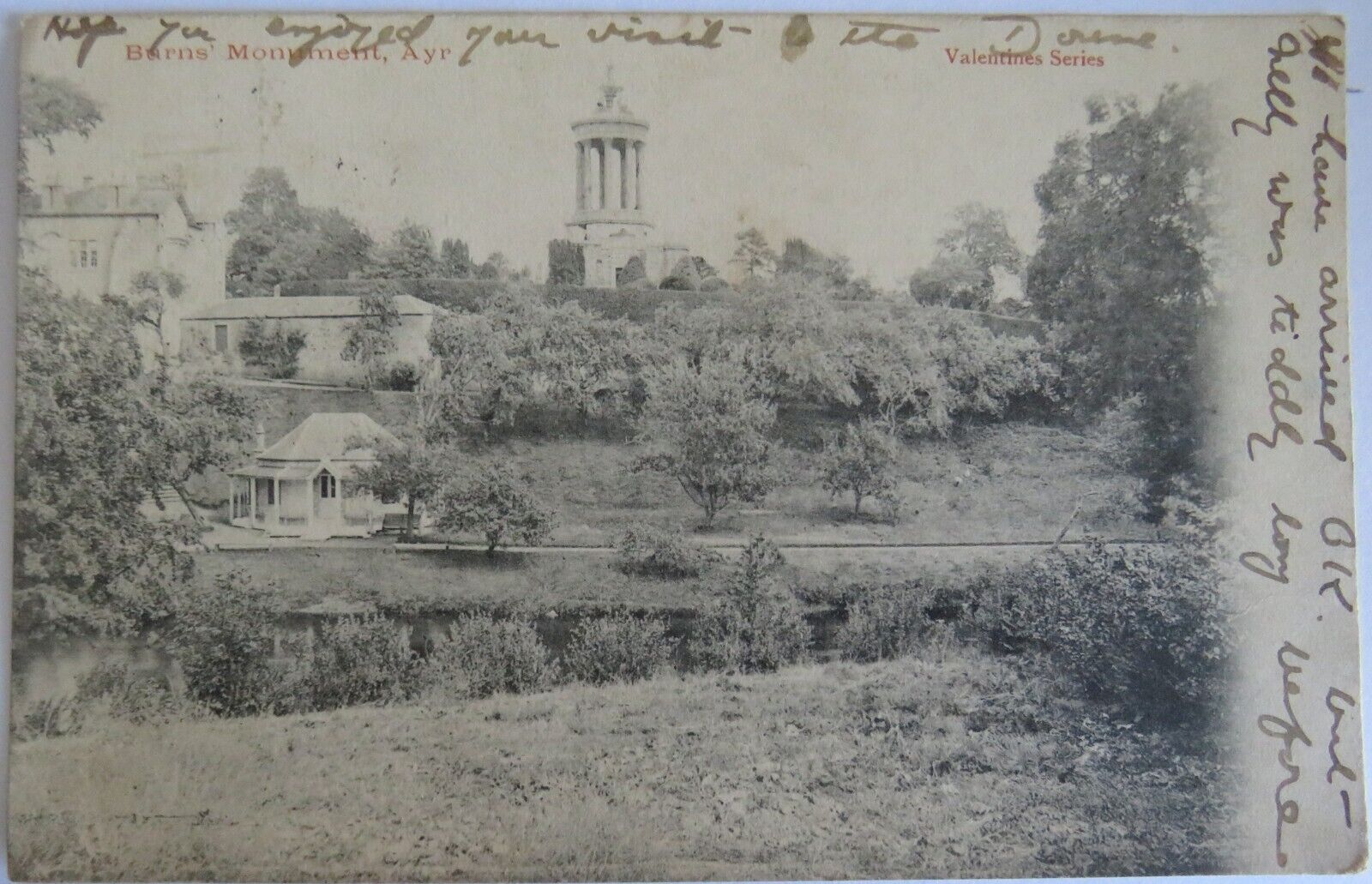 Old Postcard of Burns' Monument, Ayr 1903  -  Ref : 1023