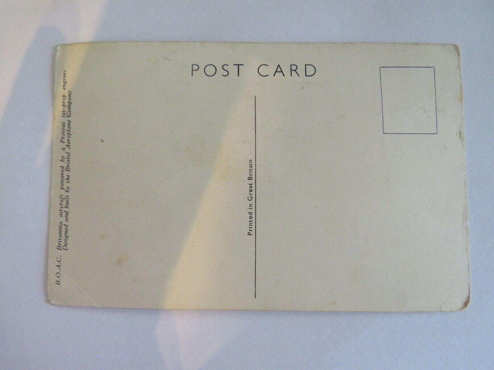 Old Postcard Of B.O.A.C. Jet-Prop Britannia- Ref : 1014.