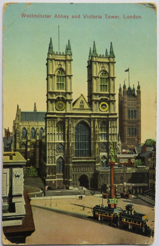 Old Postcard of Westminster Abbey & Victoria Tower London 1929 - Ref : 1033