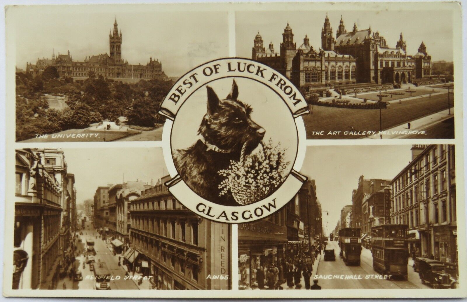Old Multiview Postcard Best of Luck From Glasgow 1953