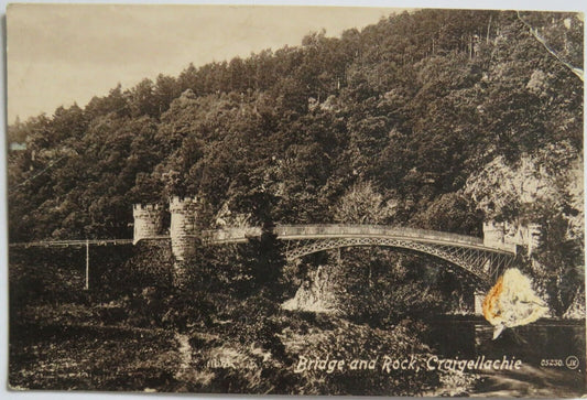 Old Postcard of Bridge and Rock, Craigellachie - Ref : 1010