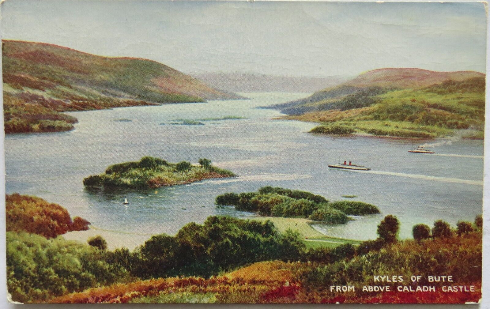 Old Postcard of Kyles of Bute From Above Caladh Castle  - Ref : 1005