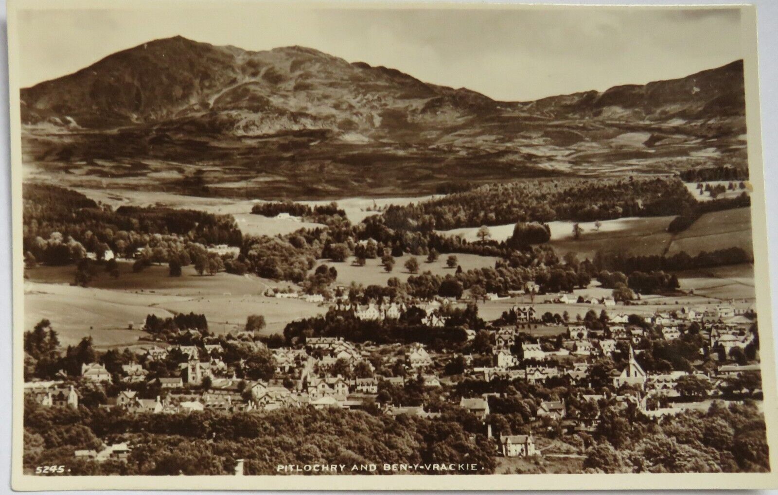 Old Postcard of Pitlochry and Ben-Y-Vrackie
