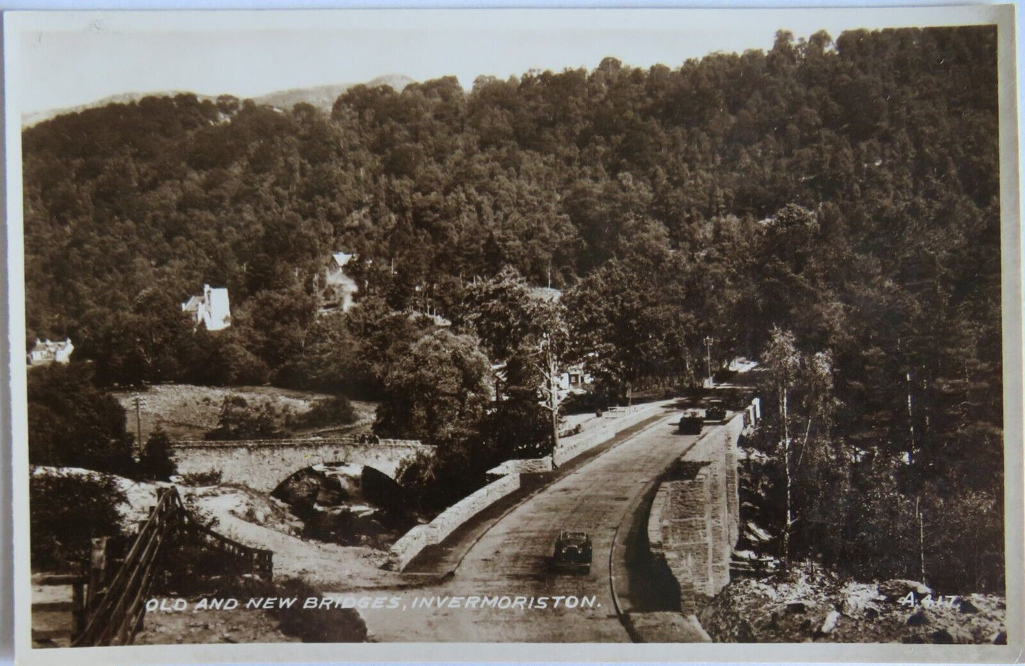 Old Postcard Of Old and New Bridges, Invermoriston  - Ref : 1001