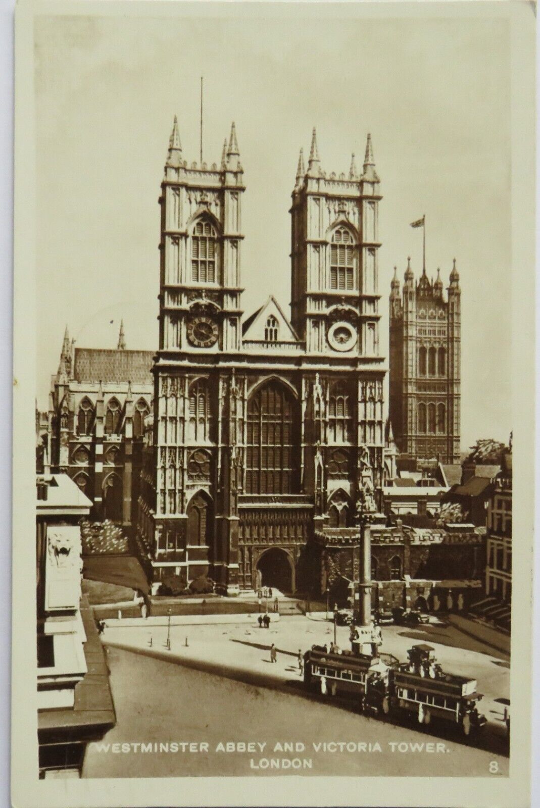 Old Postcard of Westminster Abbey and Victoria Tower London 1929 - Ref : 1033